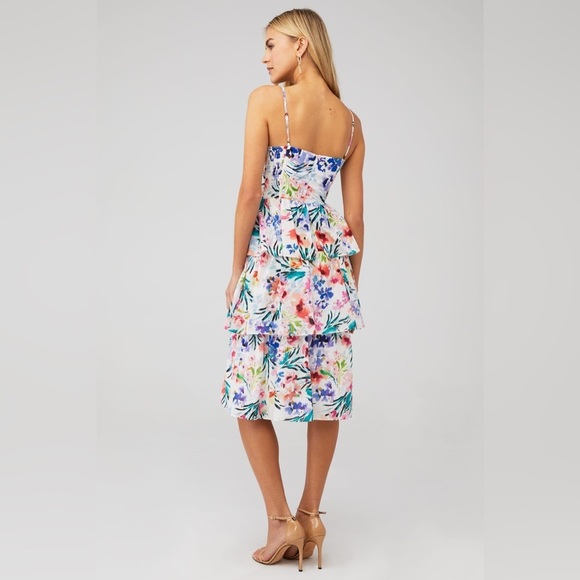 Amanda Uprichard - Rosalia Dress White Floral size MEDIUM - $260 - LIKE NEW - Picture 3 of 8